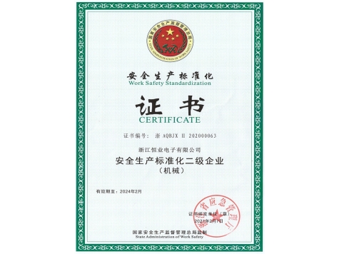 安全生產(chǎn)標(biāo)準(zhǔn)化二級(jí)企業(yè)